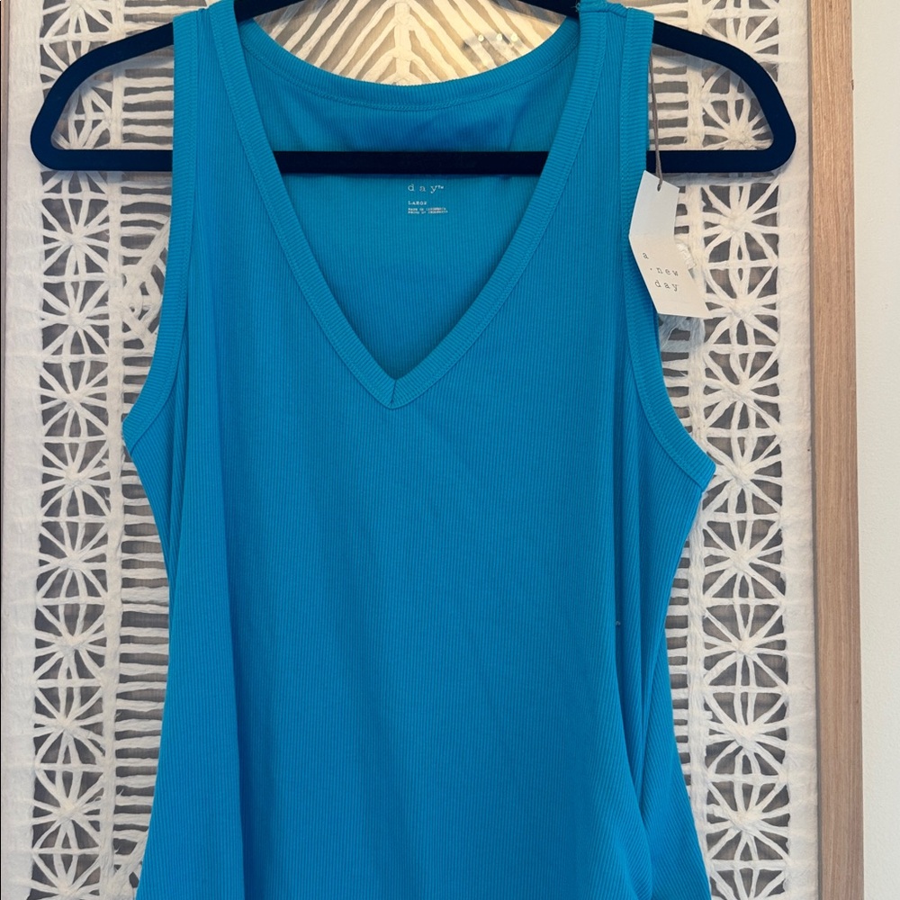 Women's V-Neck Ribbed Maxi Dress - Turquoise